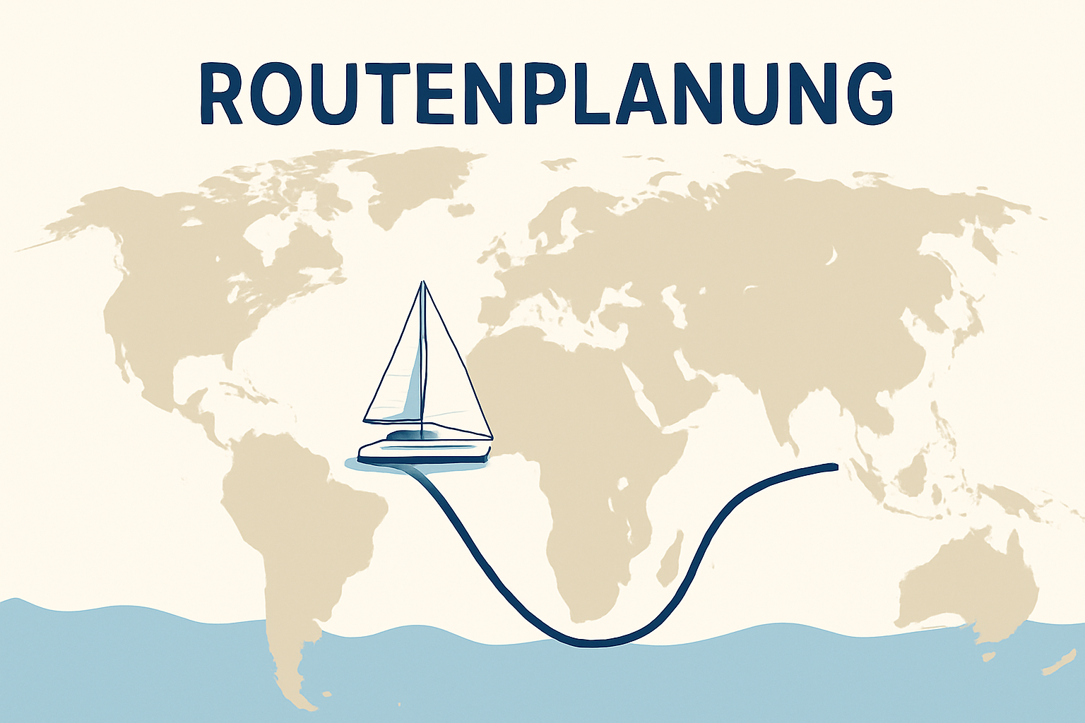 Routenplanung – Weltkarte mit Segelboot